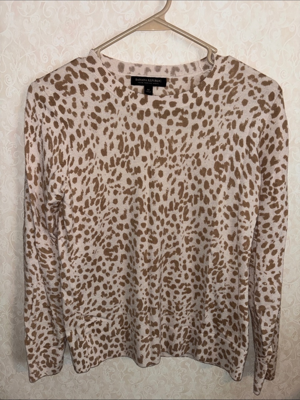 Banana Republic Leopard Print Crewneck Sweater - Beige & Brown
